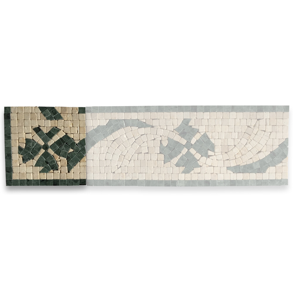 B0047CPT Marble Mosaic Border Accent Tile Clover Green 4.7×4.7 Polished Tumbled