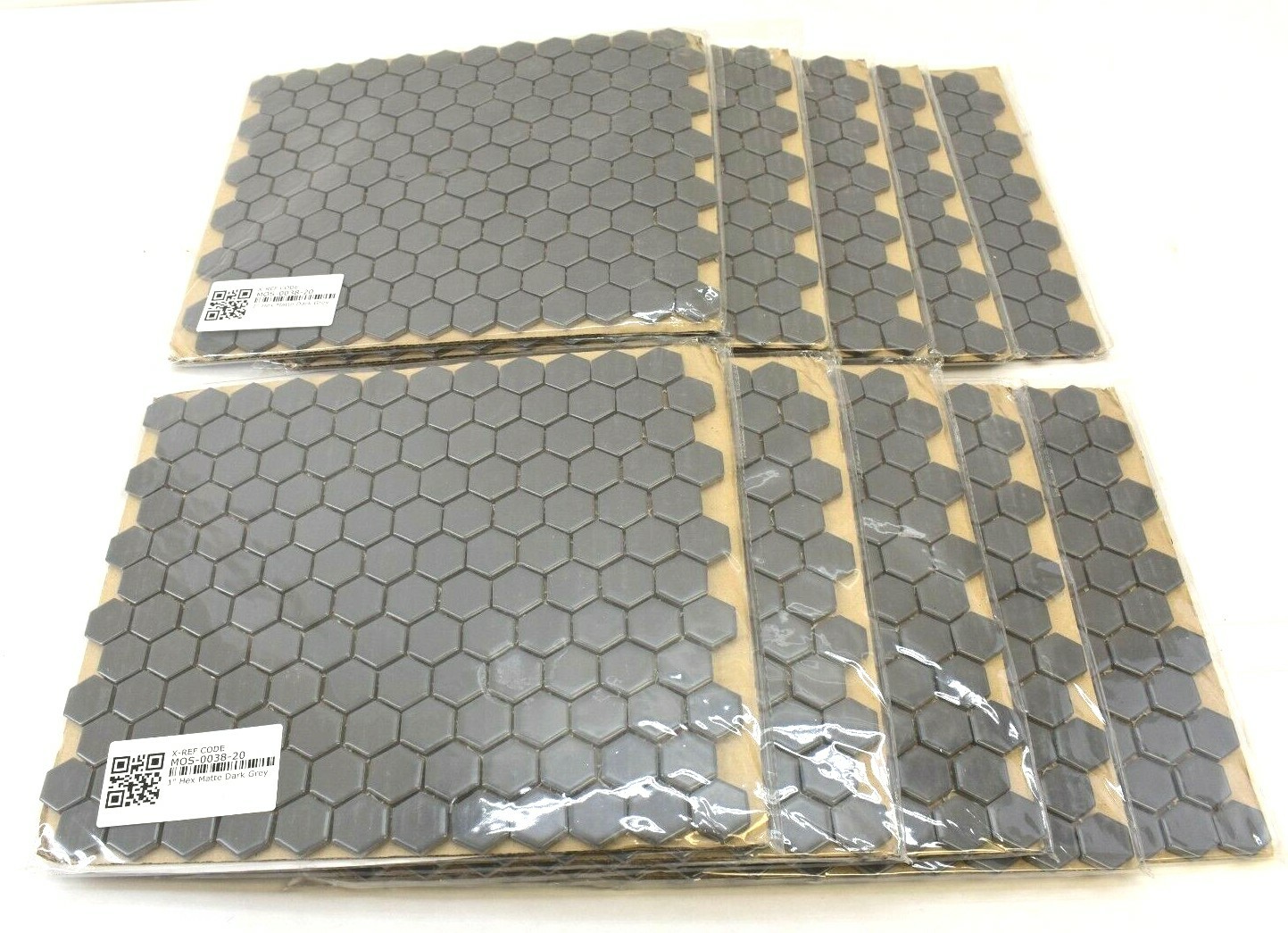Pack of 10 Mosaic Tile Matte Dark Grey Frost Moka Glass Daltile Hexagon Tile 12″