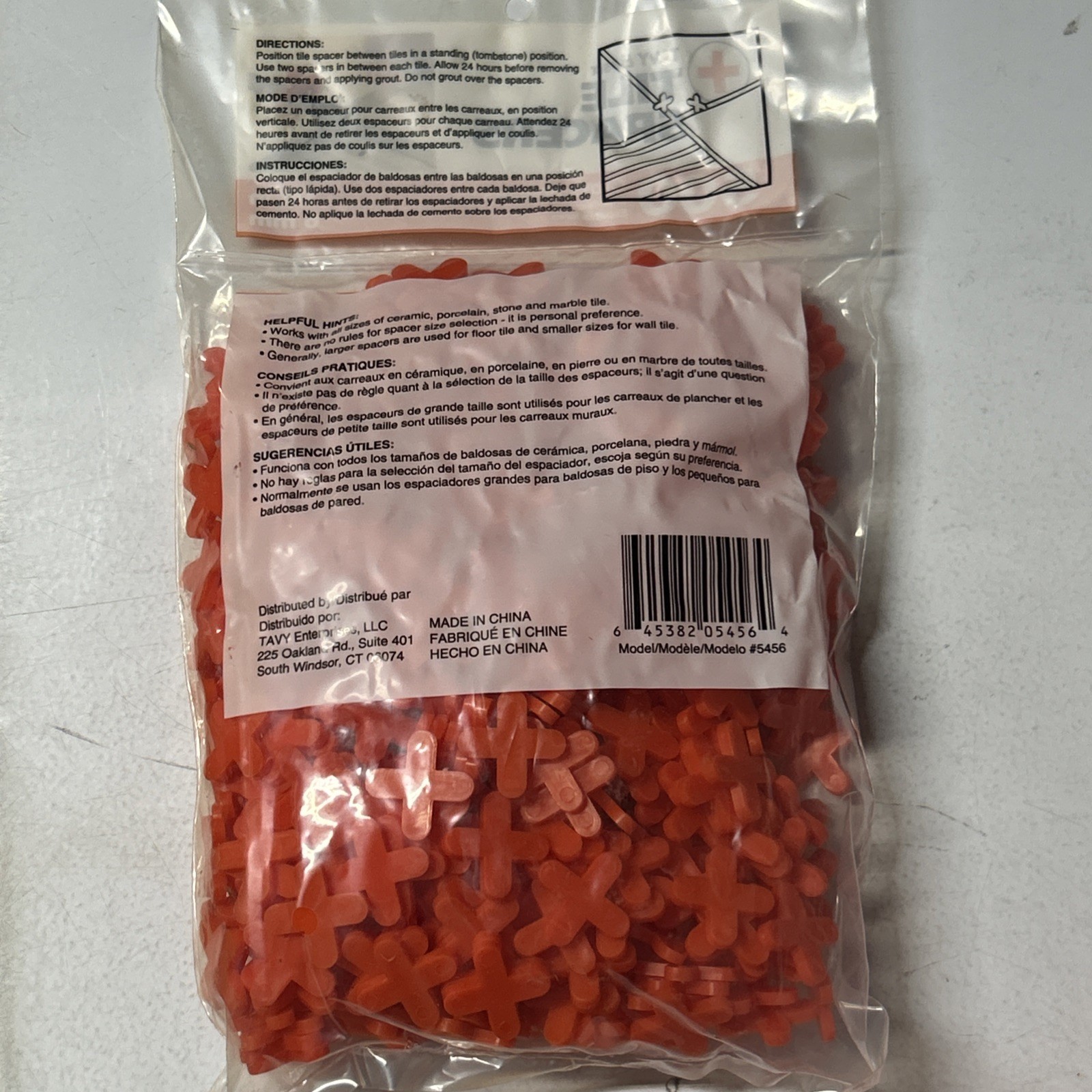 LOT OF 12 – Tavy Basix Tile Spacers 1/4in 6mm 500 Cross Pcs Orange Plastic