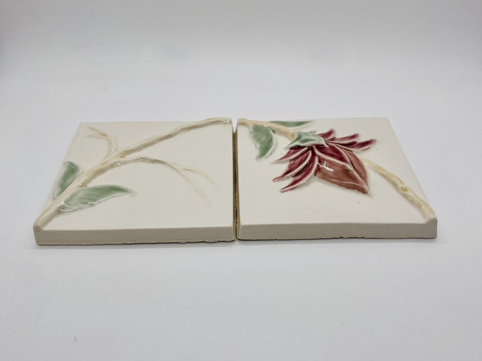 2 Pratt & Larson Tile Arts Crafts Art Nouveau NOS Floral