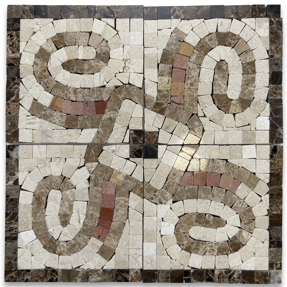 B0033CP Marble Mosaic Border Decorative Accent Tile Waltz Crema 4×4 Polished