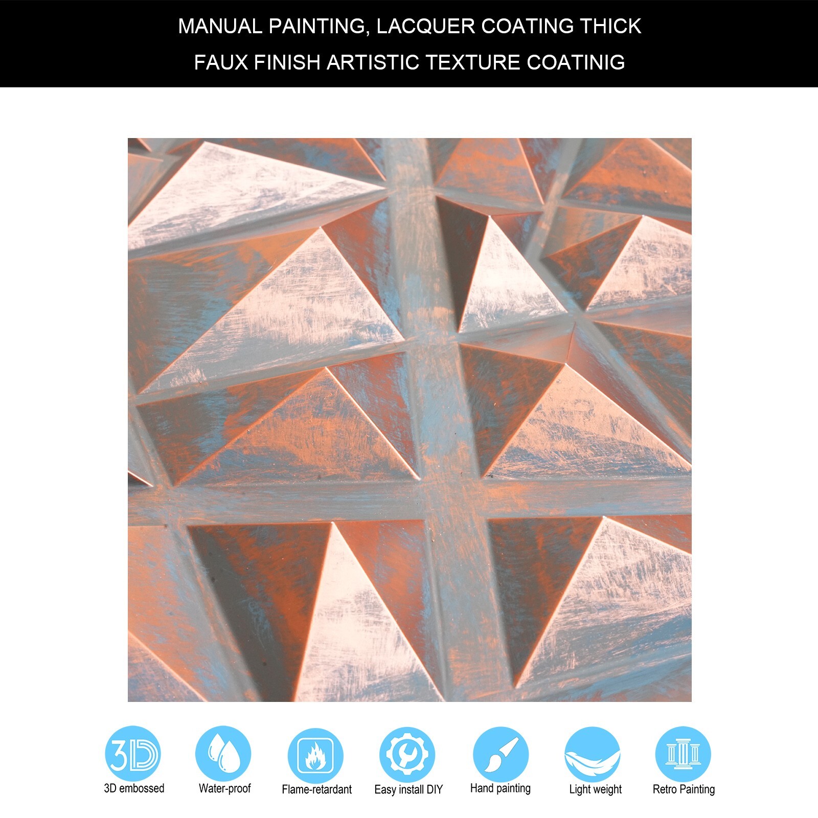 Vintage Embossed Ceiling Tile 3D Panel PLM101 Rustic copper 10pcs