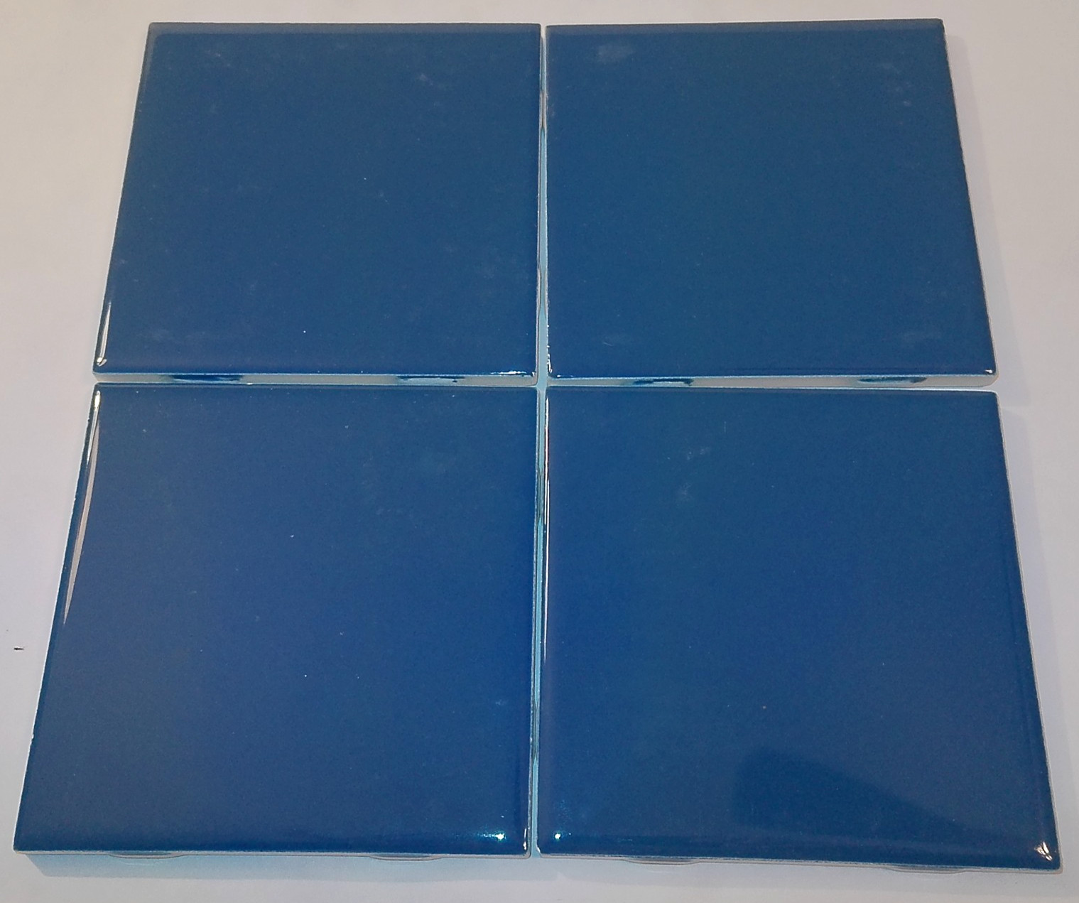 Glossy Ceramic Tile Blue 4.25″ X 4.25″ New old stock Lot of 4 Country Blue