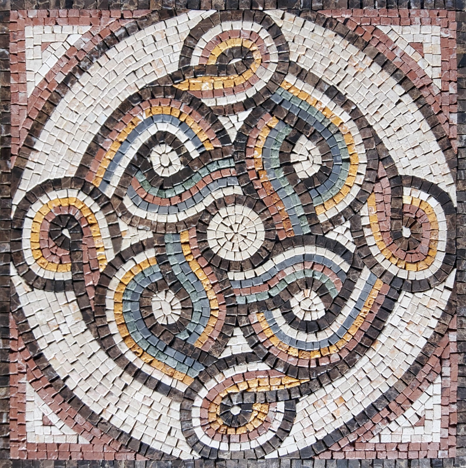 Handmade Multicolored Striped Looping Pattern Mosaic Tile