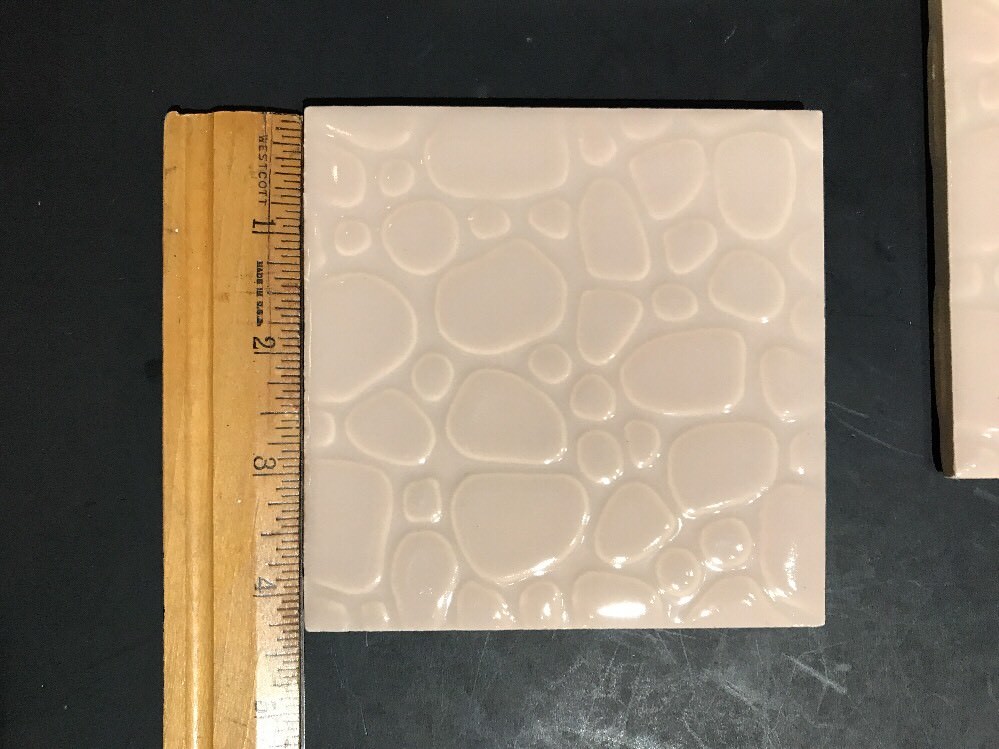 Vintage Robertson Ceramic Tile Pebbled #331 Fawn Beige 4 ¼” • Lot of 4 Pieces