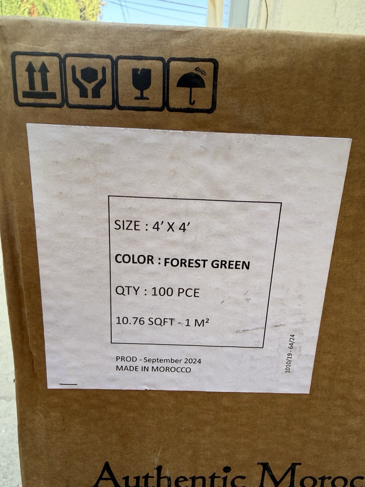 Riad Zellige Ceramic Forest Green Glossy 4×4 Square Tile 10.76 sq ft per box