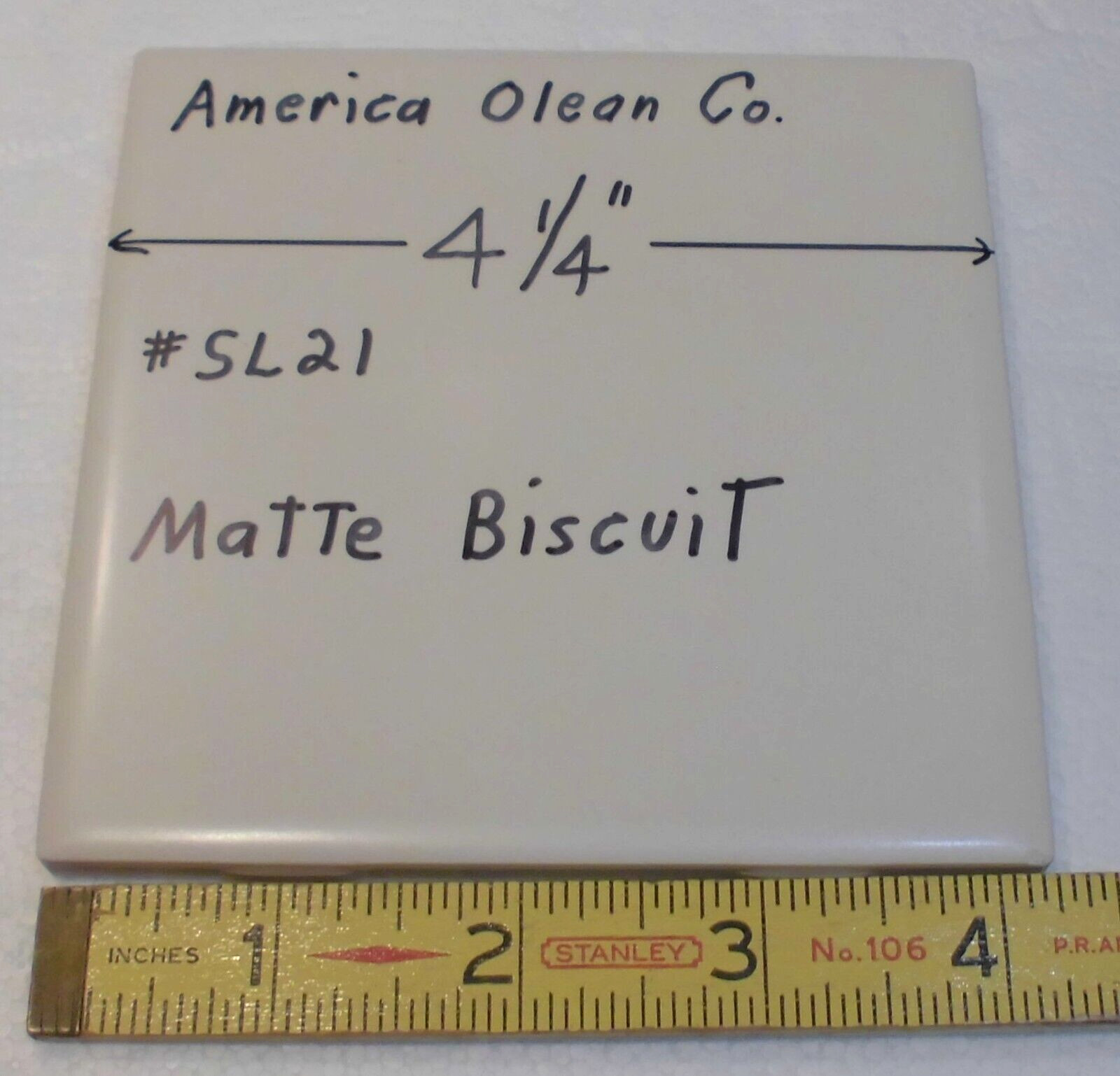 1 pc. Matte Biscuit #SL21: Ceramic Tile by American Olean 1990’s “Starting Line”