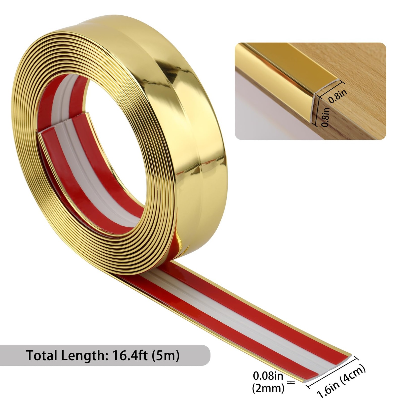 Gold Peel And Stick 16.4 ft x 1.6 Inch Wall Moulding Frames For Kitchen Bathroom