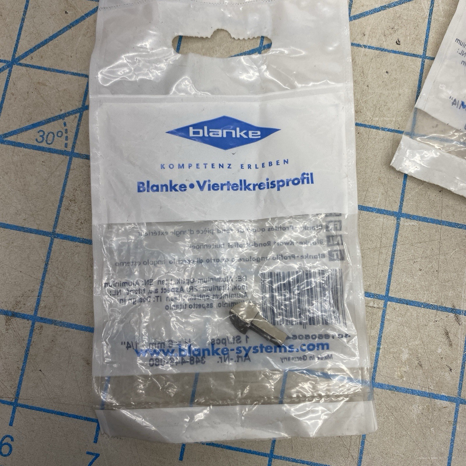 Blanke Systems Quarter Circle Tile Trim 1/4 Aluminum 348-446-060, 349-446-060