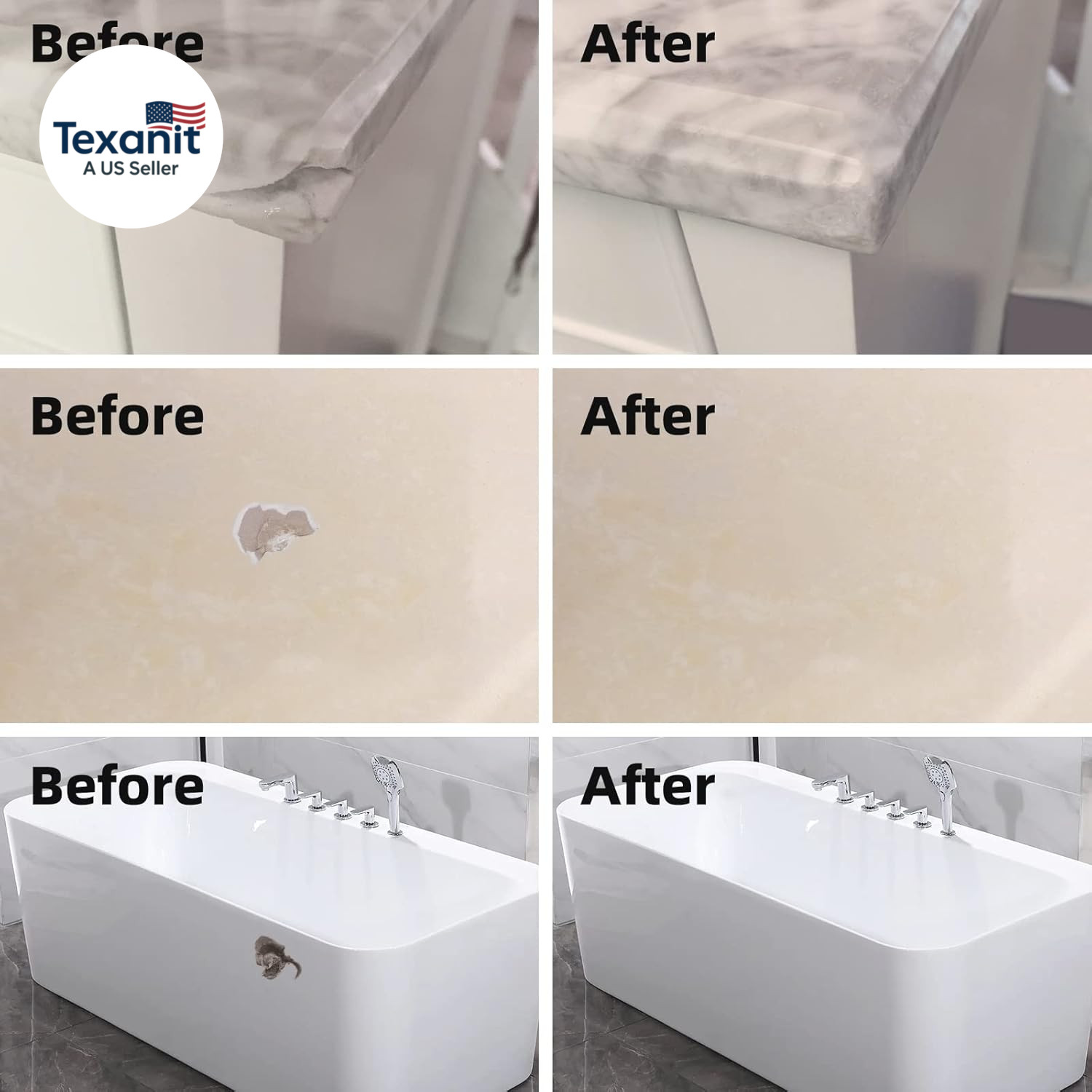 Tile and Granite/Marble Repair Kit, Porcelain Stone and Quartz Countertops Repai