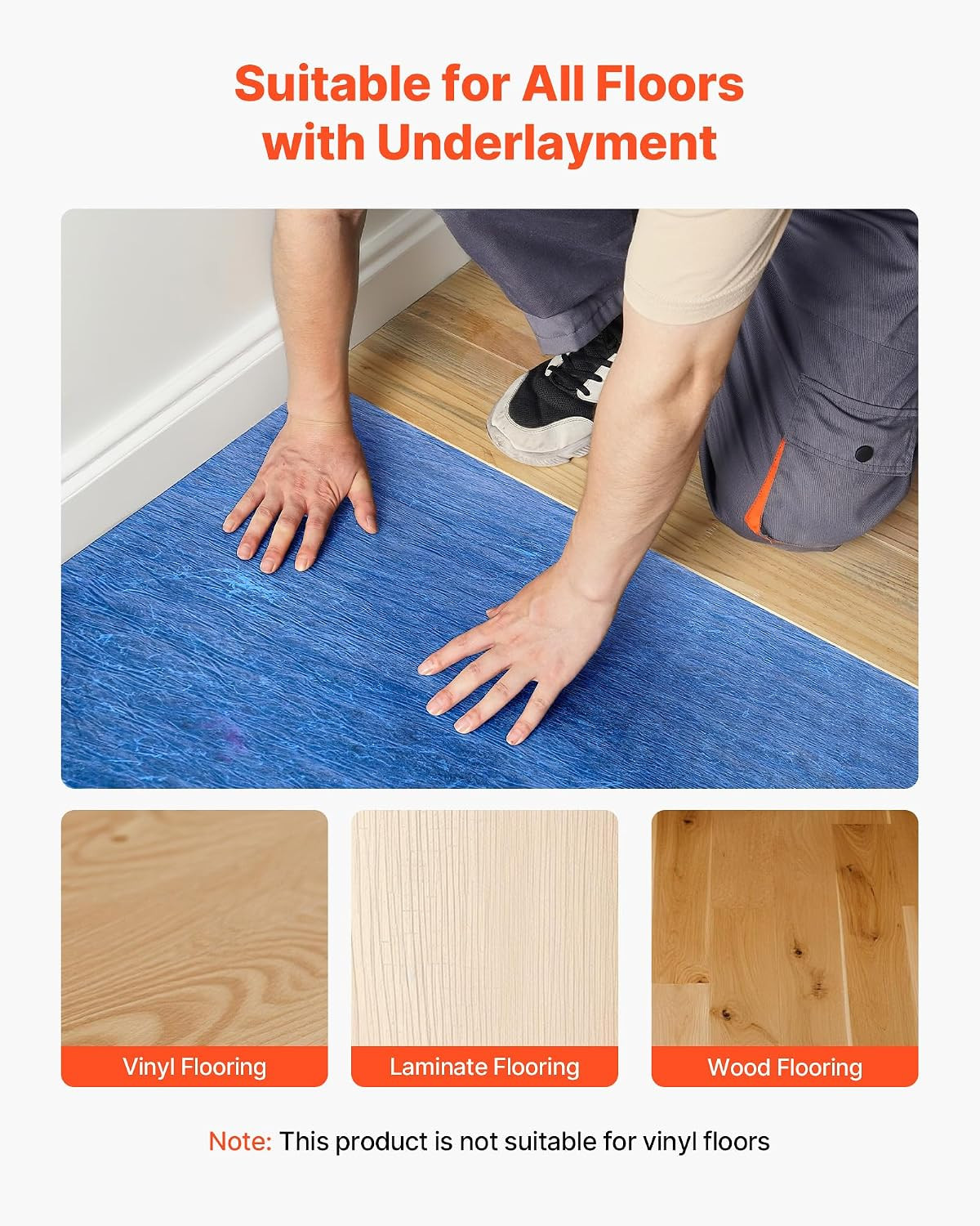 Floor Underlayment 400 Sq. Ft, 3Mm Laminate Flooring Padding with Attached Vapor