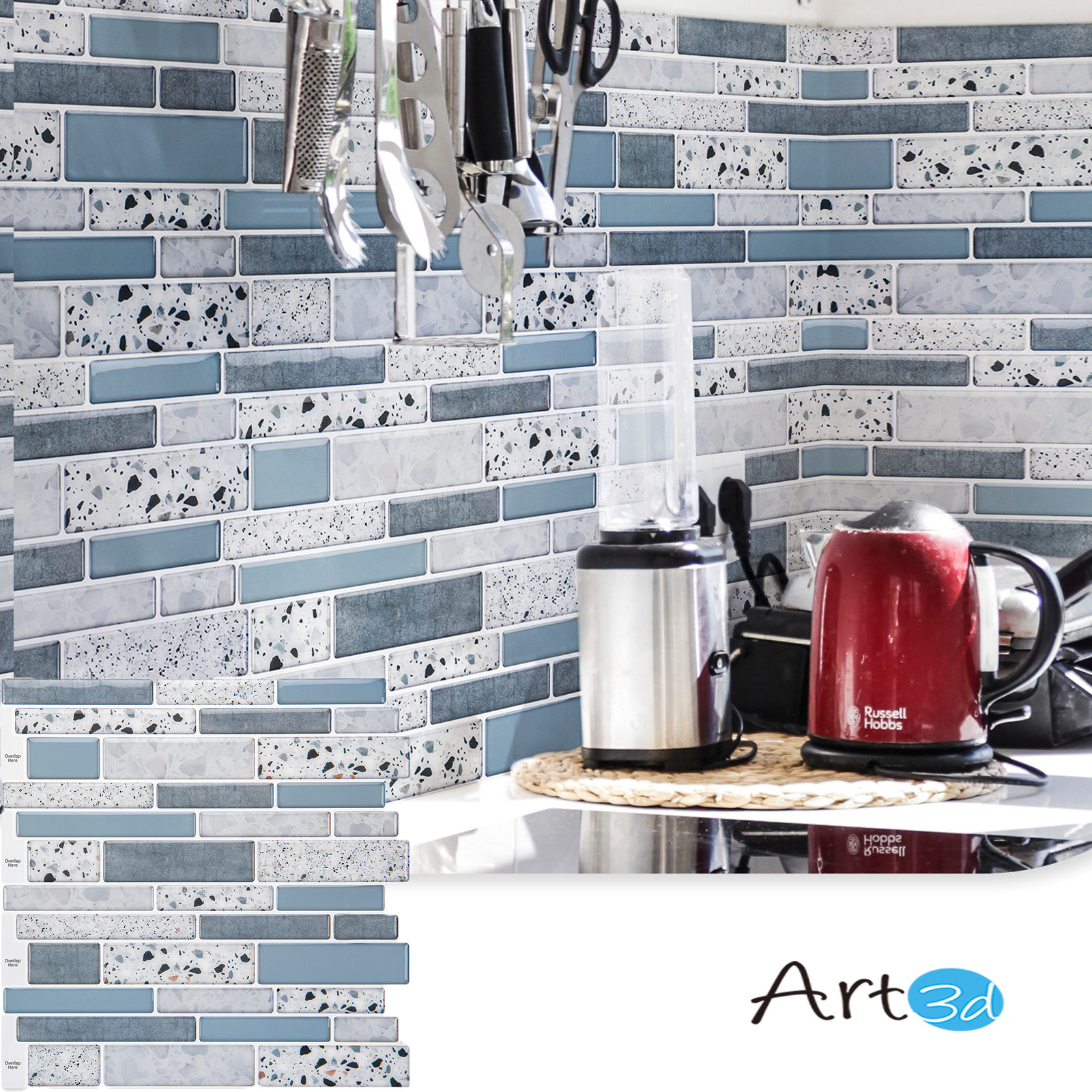 Art3d 10sheets Peel and Stick Brick Kitchen Backsplash Self-Adhesive Wall Tile