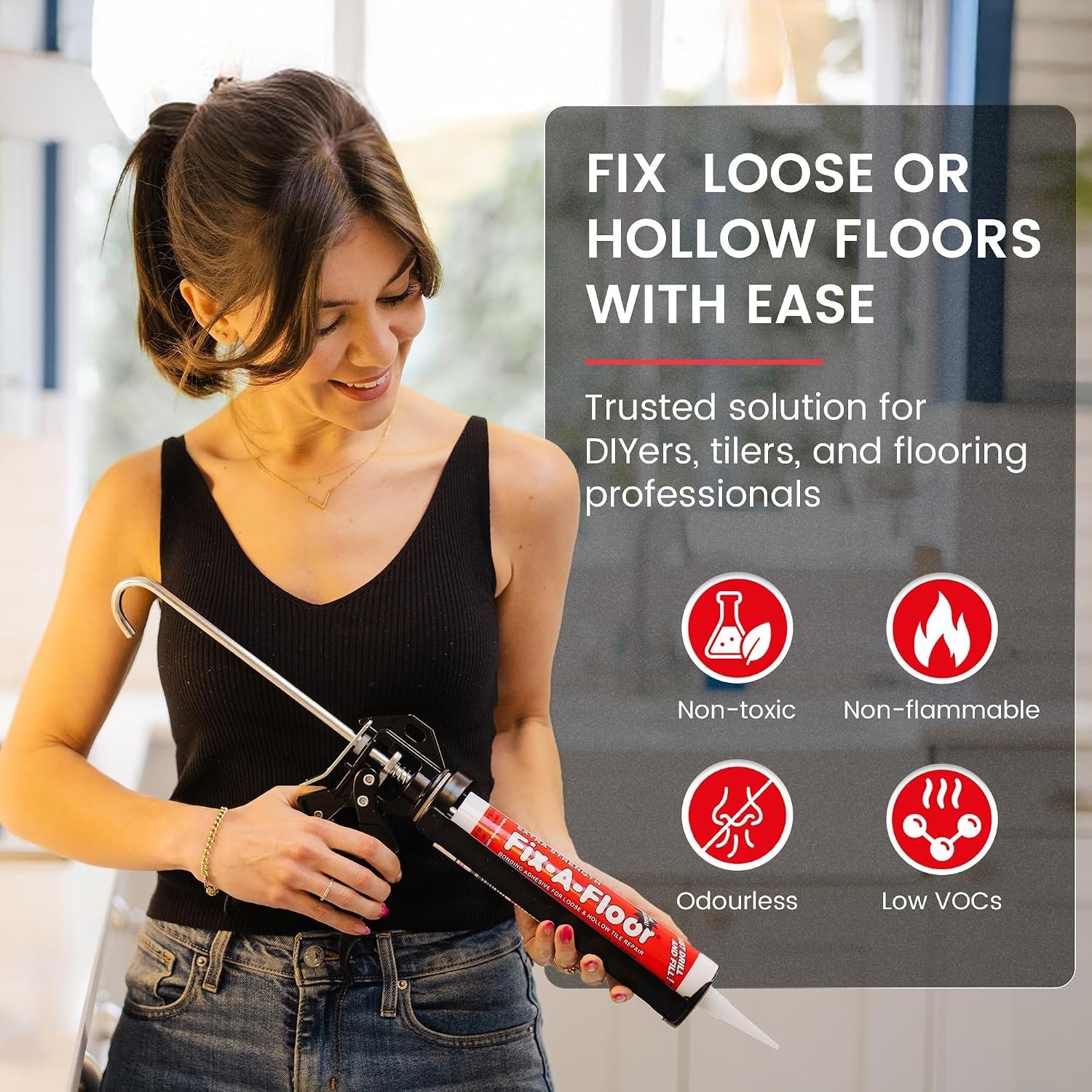 Universal Loose Tile Repair Glue for All Floors – 1 Gallon Jug, Self-Leveling