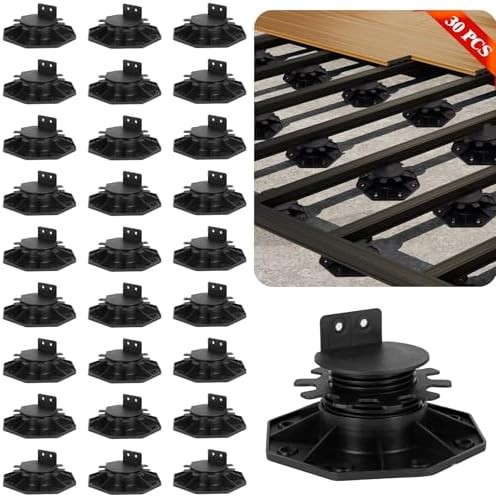 30 PCS Adjustable Plastic Pedestal Paver, Heavy Duty Deck Blocks Foundation Base