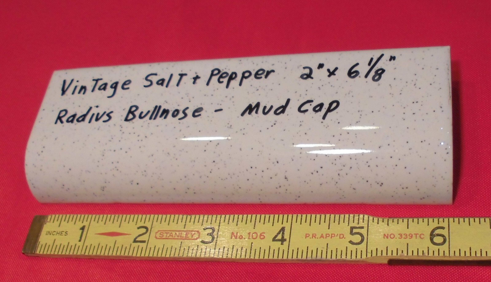 1 pc. Salt & Pepper Ceramic Bullnose Tile 2” X 6” American Olean, NEW STOCK
