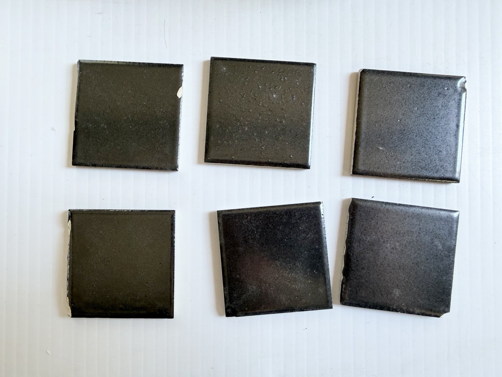 Lot Of Vintage 2” Square Ceramic Tiles MCM Kitchen Bath Black/ Dark Gray