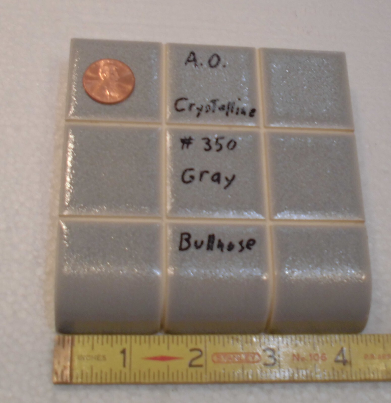 Crystalline Gray: Radius Bullnose Ceramic Tile 4-1/4″ American Olean, Scored 9th