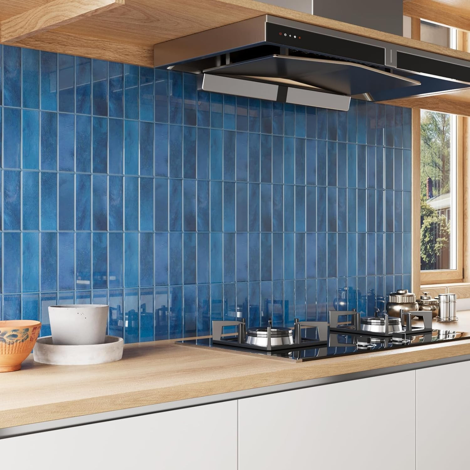 Sea Blue 3D Peel and Stick Backsplash Tiles – 20 Waterproof Vinyl Sheets