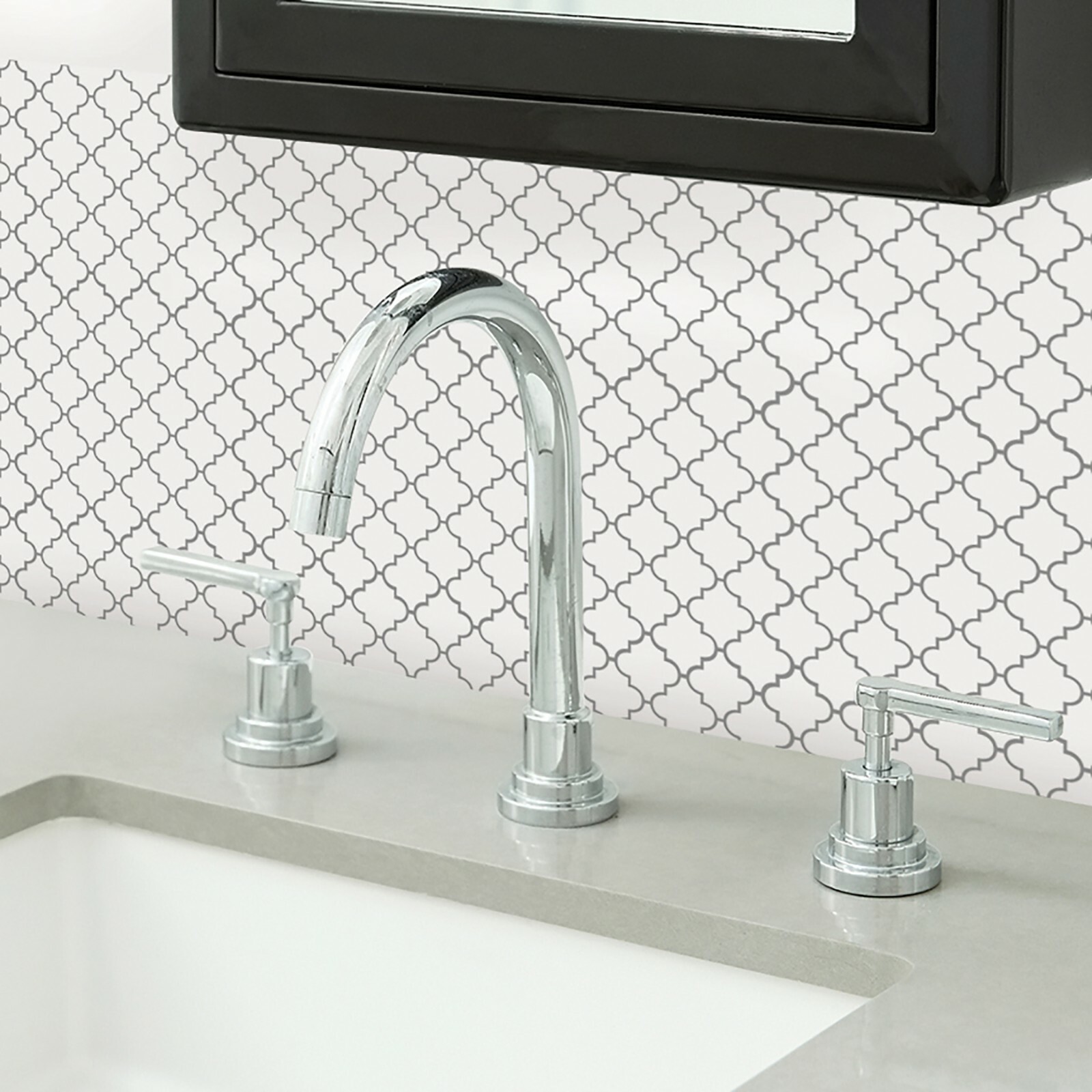 Quatrefoil Farmhouse White and Gray Modern Peel and Stick Backsplash Tile Diy