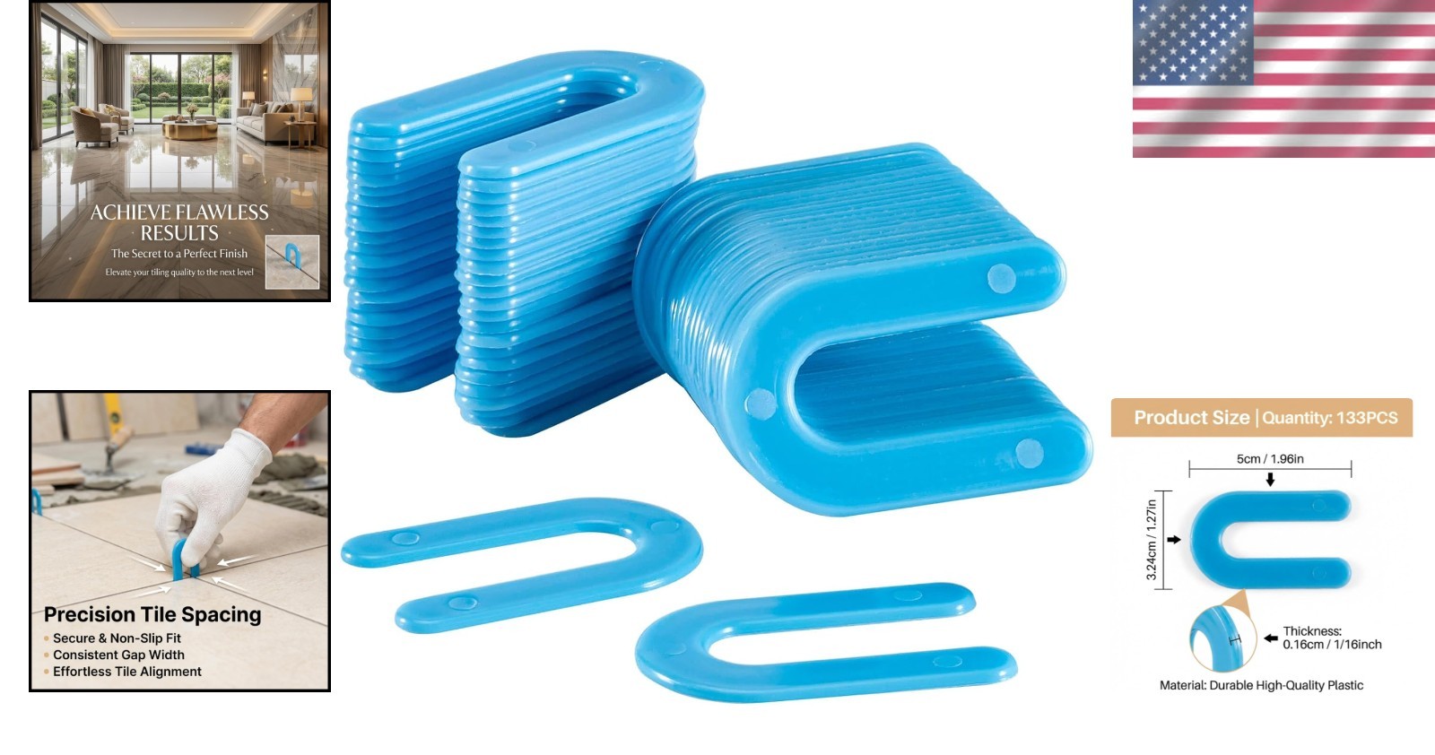 Durable PVC Horseshoe Tile Spacers – Perfect for Easy Installation (133PCS)