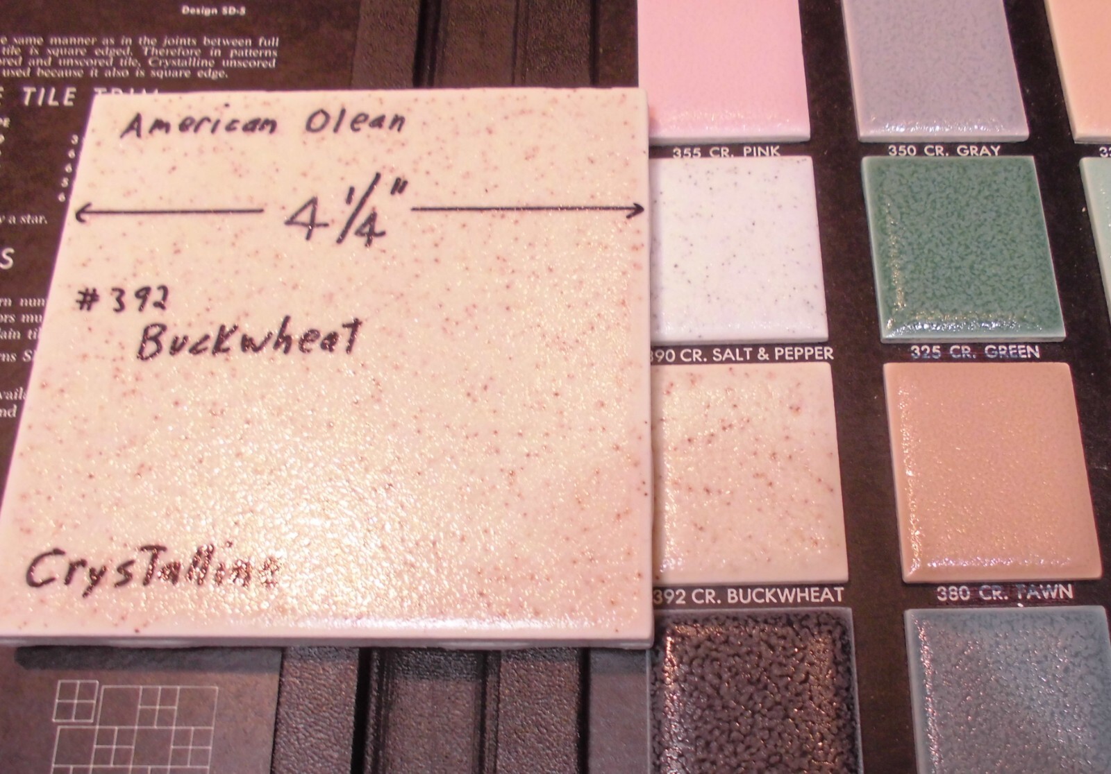 1 pc. Buckwheat/Browns: 4-1/4″ Ceramic Tile: Matte-Crystalline, American Olean