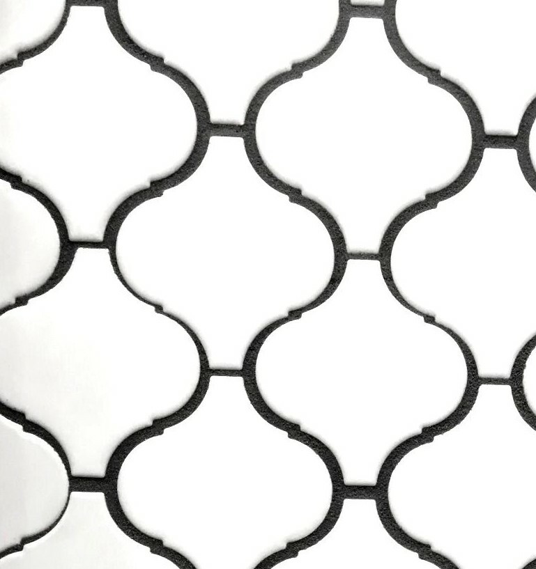 White Glossy Lantern Arabesque Porcelain Mosaic Tile Wall (SAMPLE SWATCH)