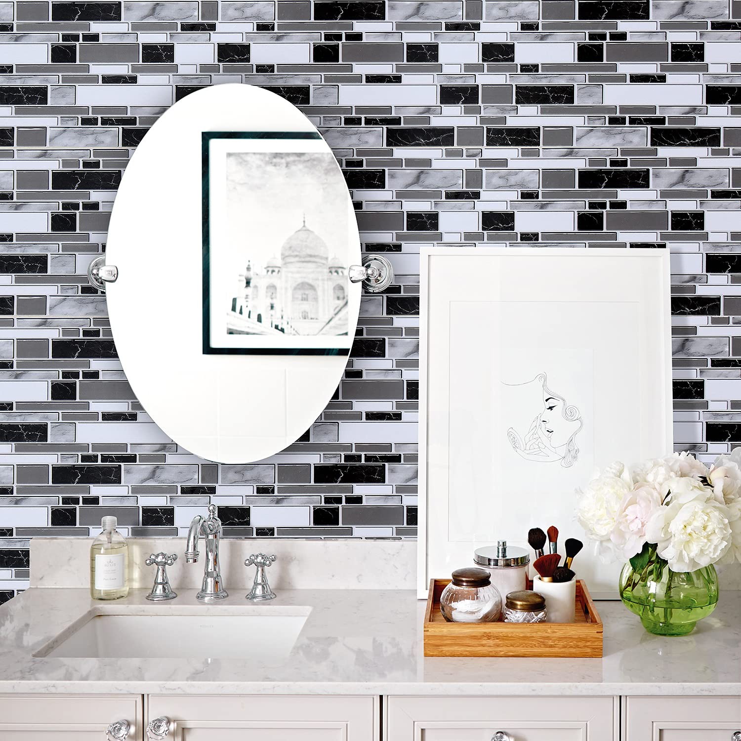 Peel and Stick Backsplash Wallpaper Kitchen Self Adhesive Tiles 11.8in