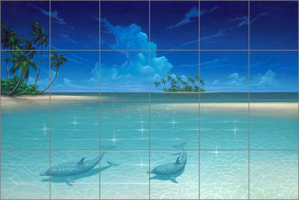 Ceramic Tile Mural Backsplash Miller Dolphin Undersea Sea Life Art DMA2013