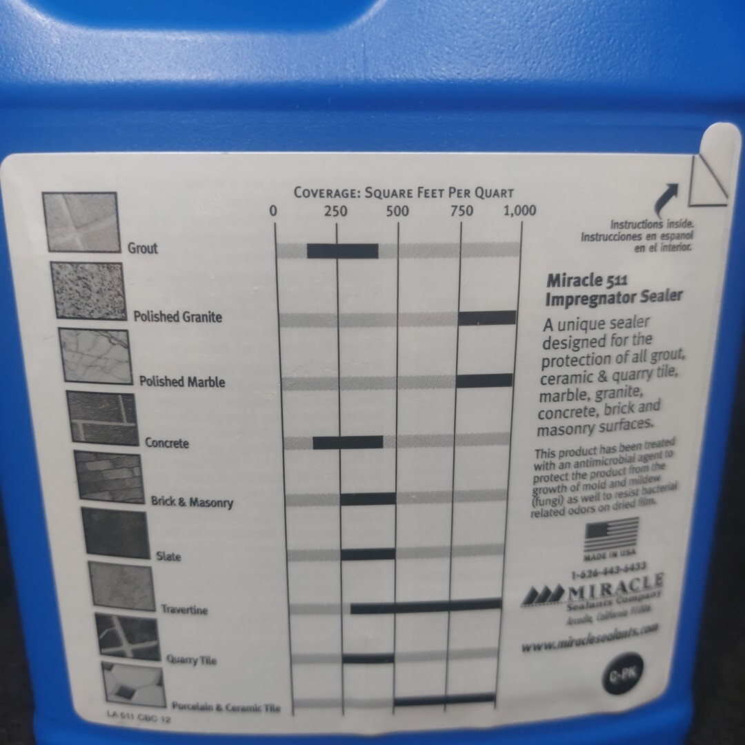 Miracle 511 Impregnator Sealer 1 Quart Clear Porcelain, Ceramic Tile & Stone