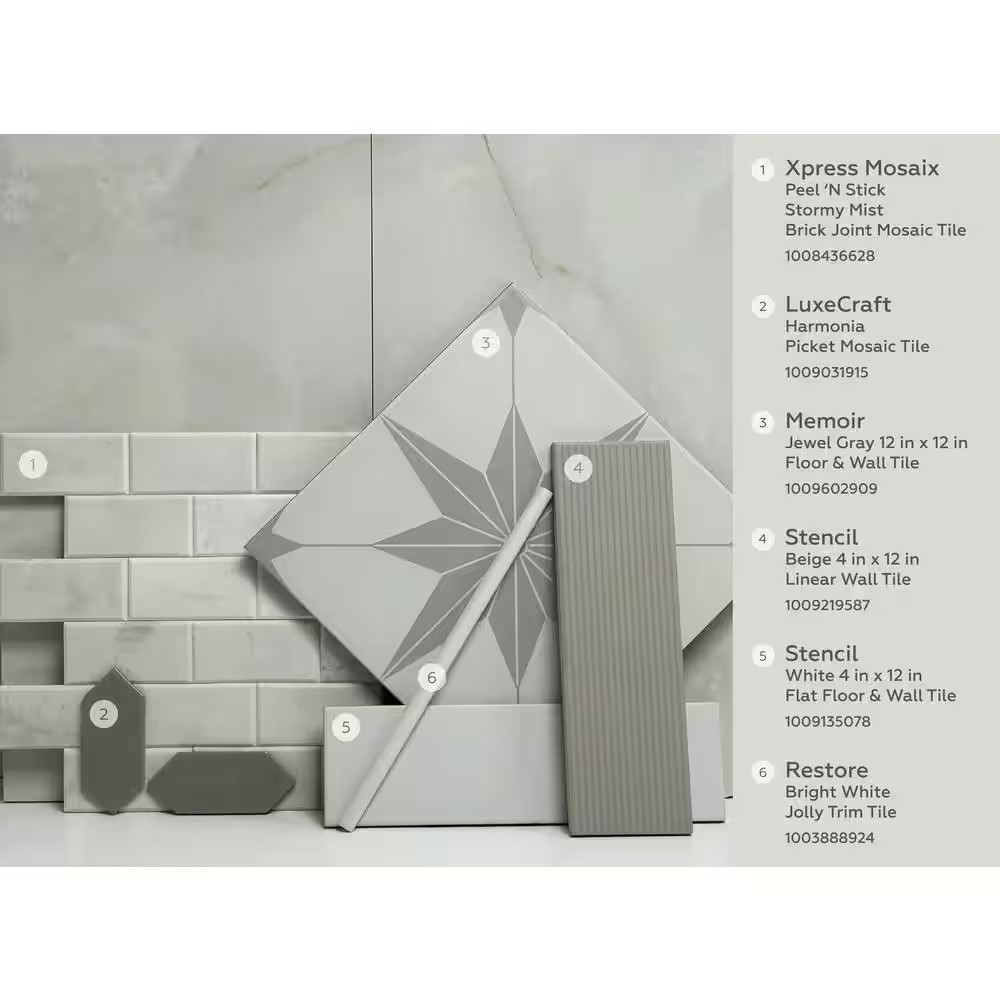 Restore Bright White 1/2 In. X 12 In. Glazed Ceramic Jolly Trim Tile (0.04 Sq. F