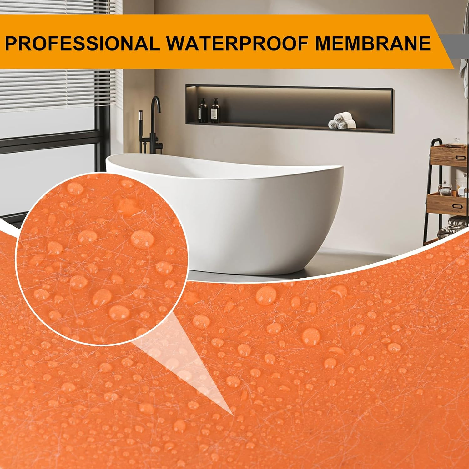 Waterproof Membrane for Showers, 3.3 Ft X 98.5 Ft (323 Sq Ft), Schluter Membrane