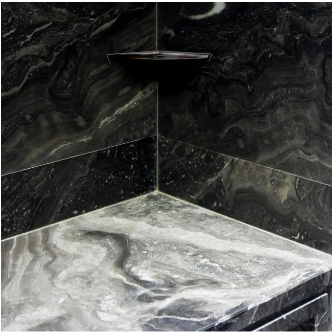 Jeffrey Court After Dark Black 7.5 in. x 7.5 in. Matte Resin Wall Mount Corner