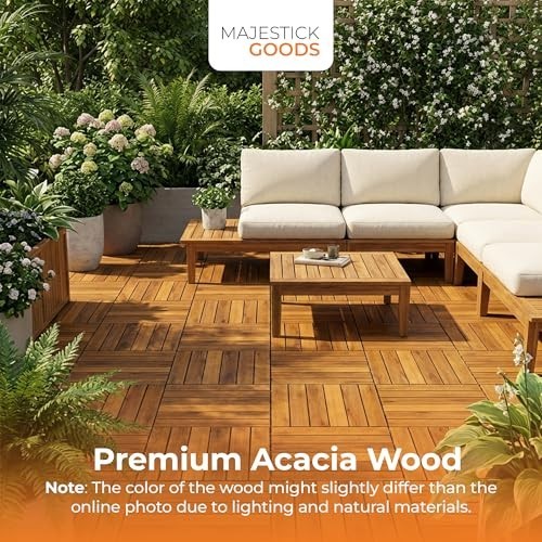 Interlocking Deck Tiles Snap Together Wood Flooring – 12 X 12 Acacia Hardwood Ou