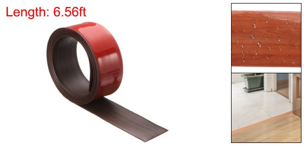 Floor Transition Strip 2″ 6.56ft Self-Adhesive Edge Trim Dark Brown Wood Grain