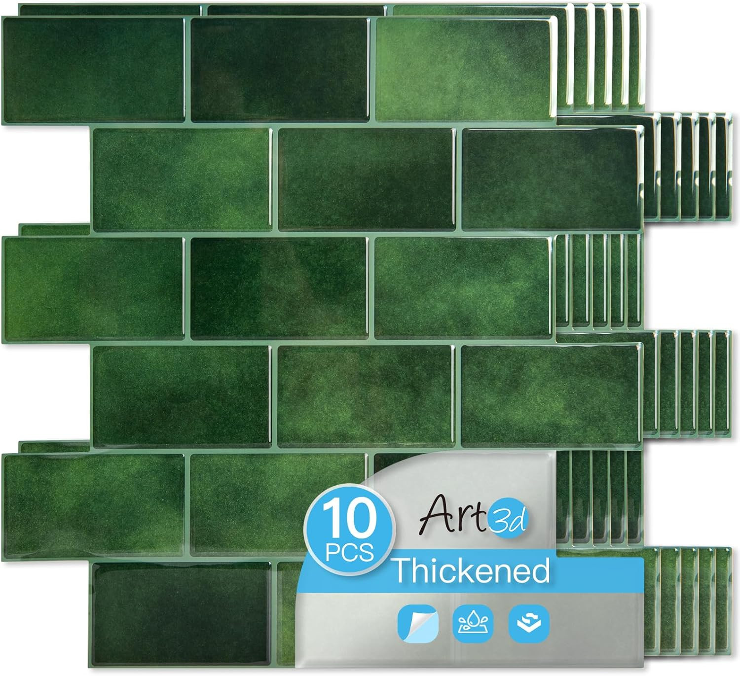 Peel and Stick White with Silver Grout Wall Tiles – 10-Pack of 12 X12 Thickened