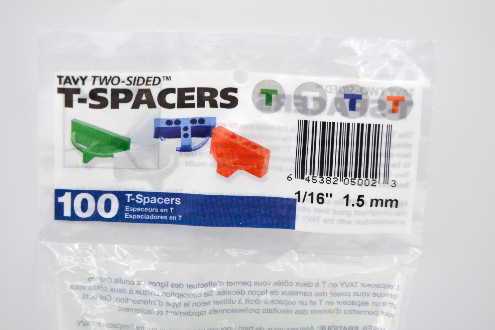 Tavy T-Spacers 1/16″ 1.5mm Tile Spacers 100 Pack Green Two-Sided New