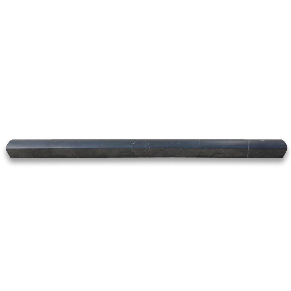 N16H Nero Marquina Black Marble Round Edge Pencil Liner Trim Molding Honed