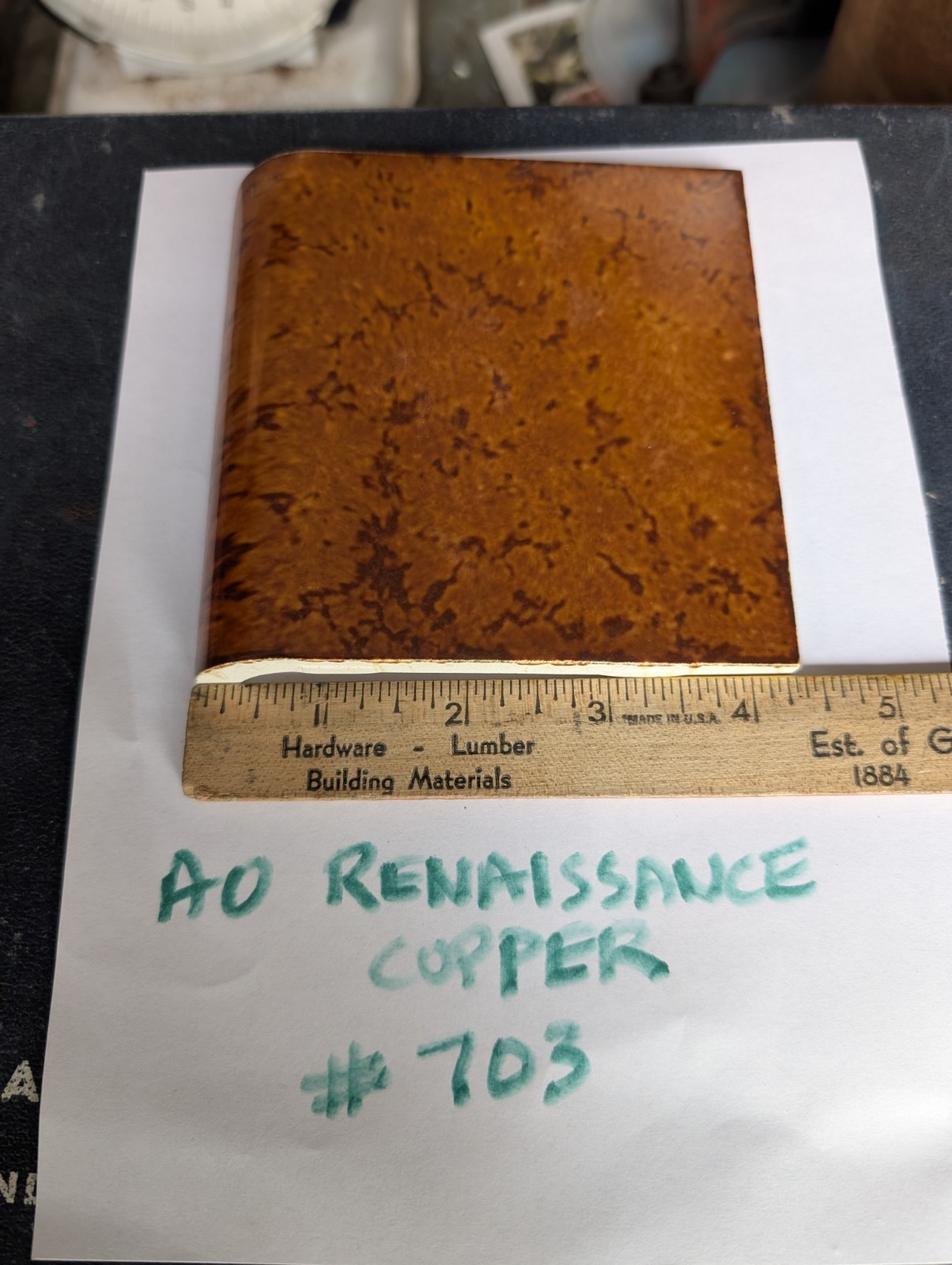 2 pcs Ceramic Tile #703 Renaissance Copper American Olean 4 1/4″ Bullnose USA
