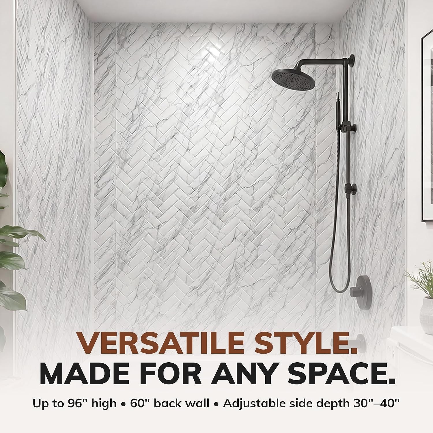 133-640-HERR-KIT Herringbone Tile – Tub and Shower Wall Panels Surround