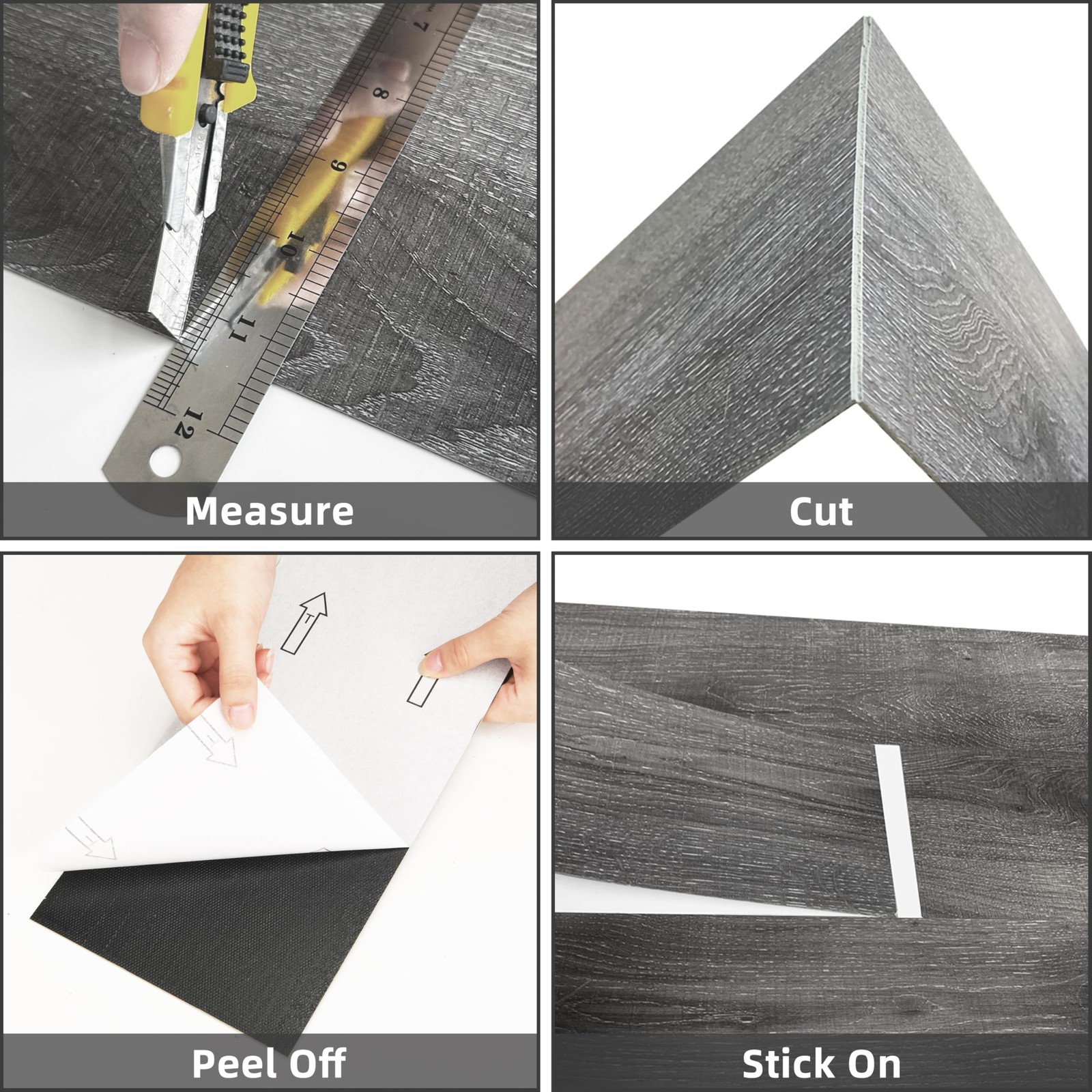 Peel and Stick Floor Tile, 54 Sq.Ft 36 Pieces 36″x6″ Long Vinyl Flooring, 1.5…