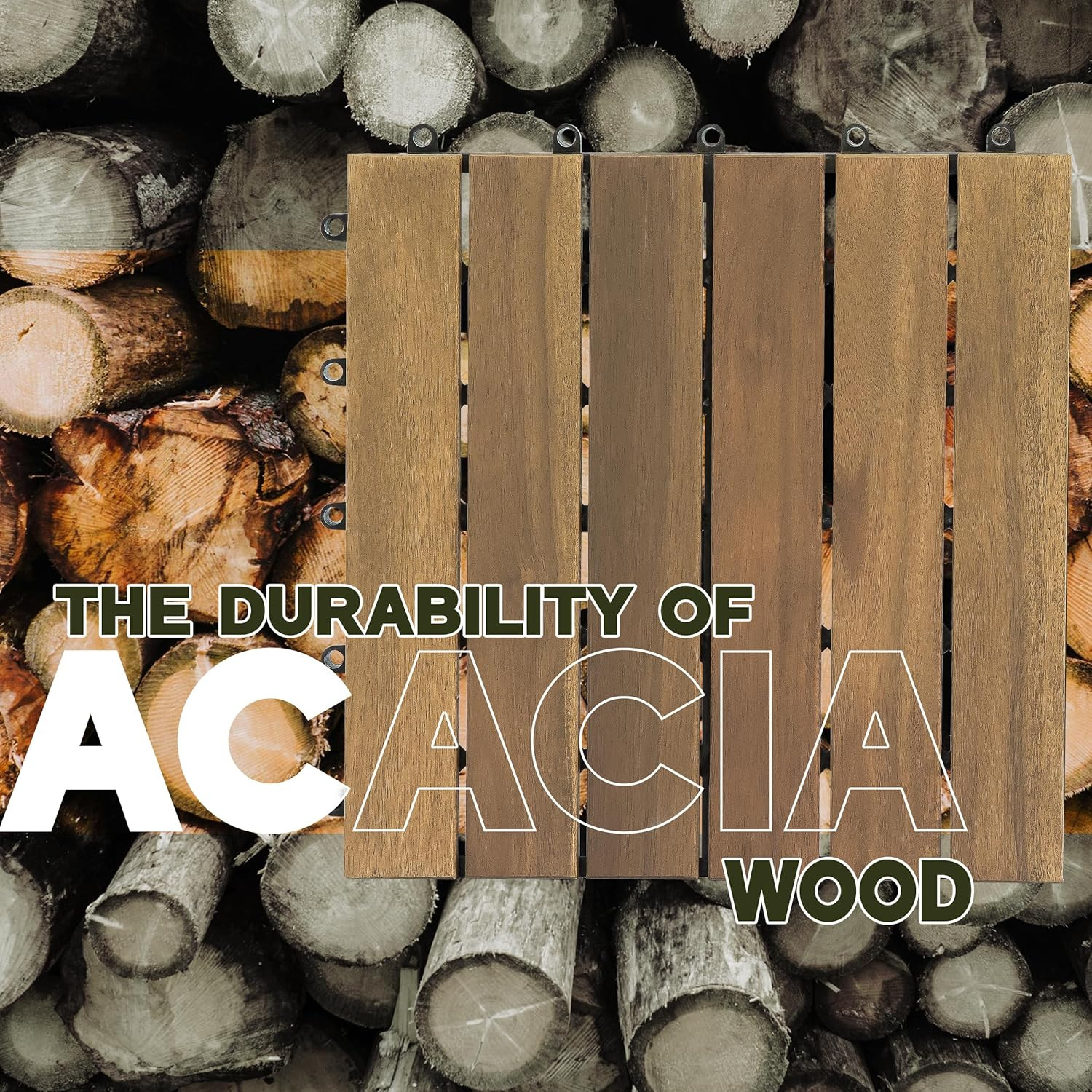 Acacia Wood Deck Tiles 9 Pcs Interlocking Snap Flooring Patio Balcony Pool