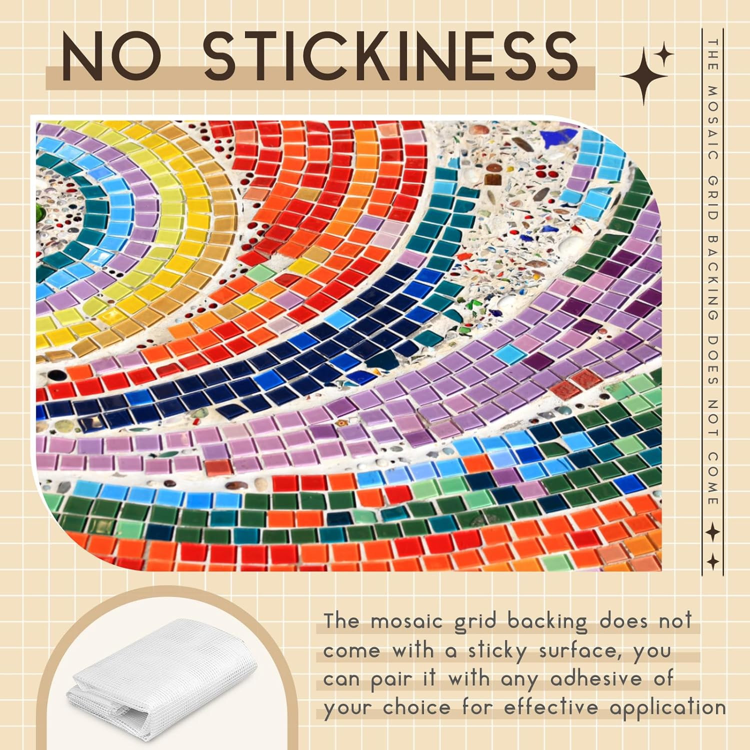 Teenyyou 36″ X 76″ Mosaic Mesh for Back Mounted Tile Fiberglass Mosaic Mesh Back