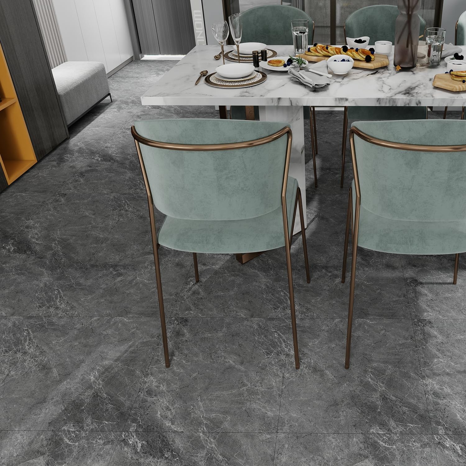 Auxua Marble Pattern 24X 24 Peel And Stick Floor Tiles Large Format Grey 12 –