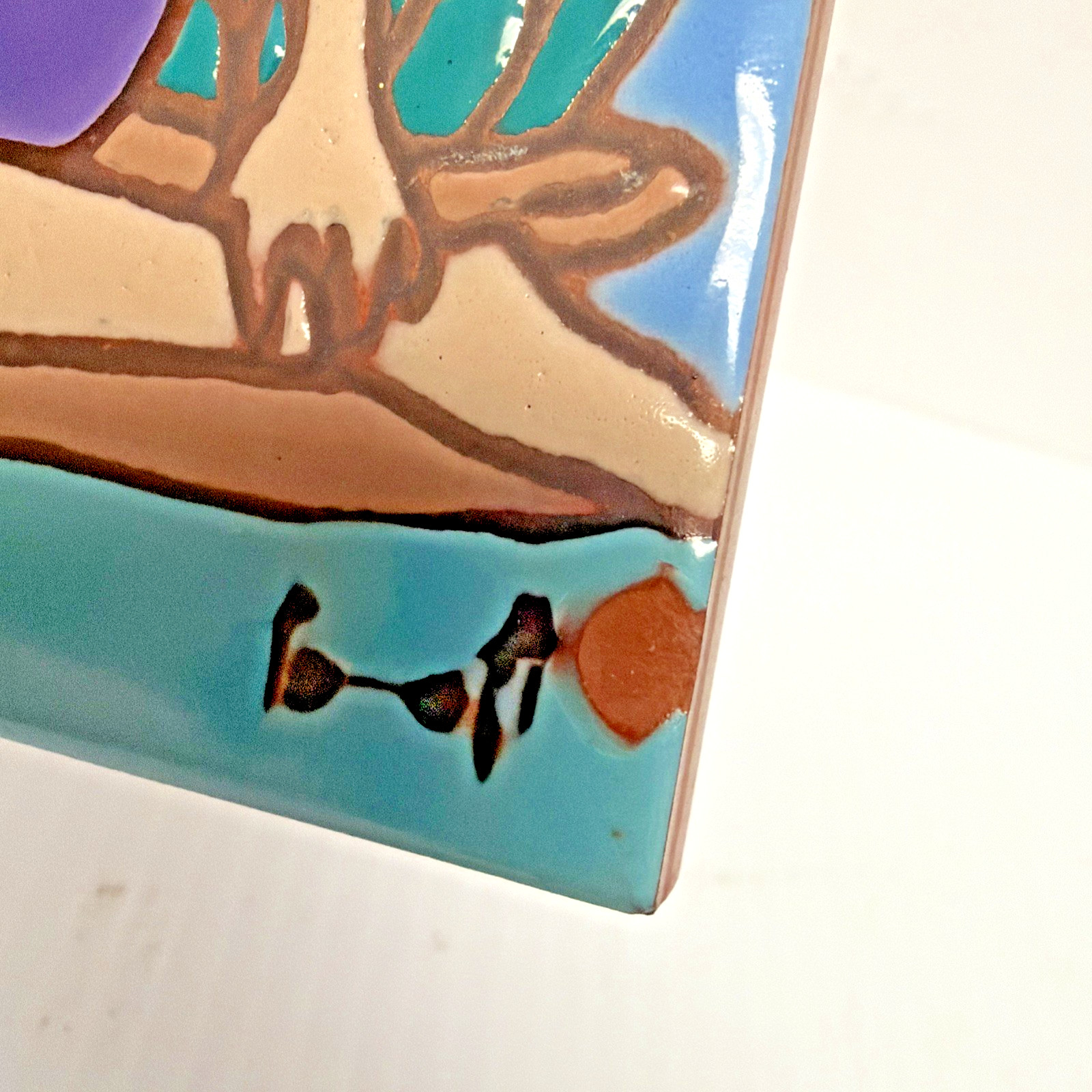 Ceramic Art Tile 6″x6″ Fairy Pixie Women Butterfly / Goose Hand Painted