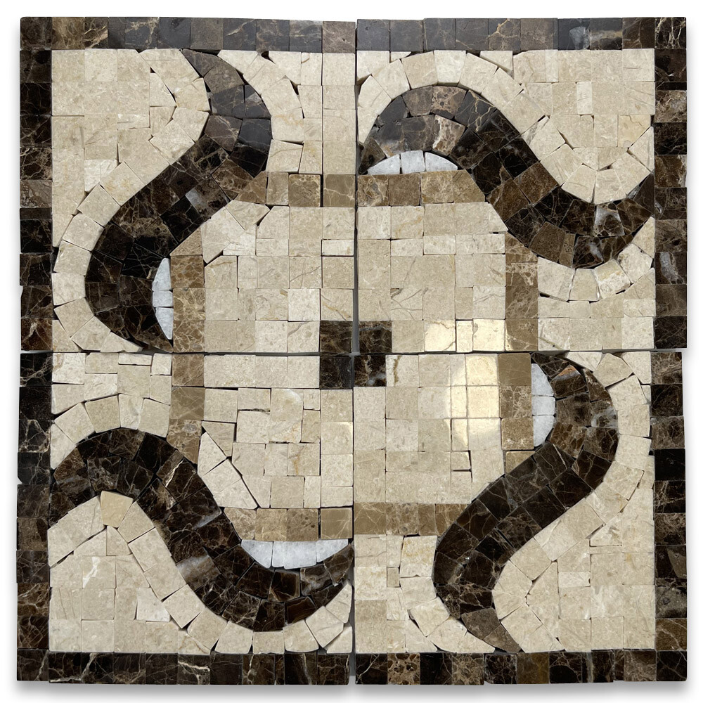 B0024CP Marble Mosaic Border Decorative Tile Melody Emperador 4×4 Polished
