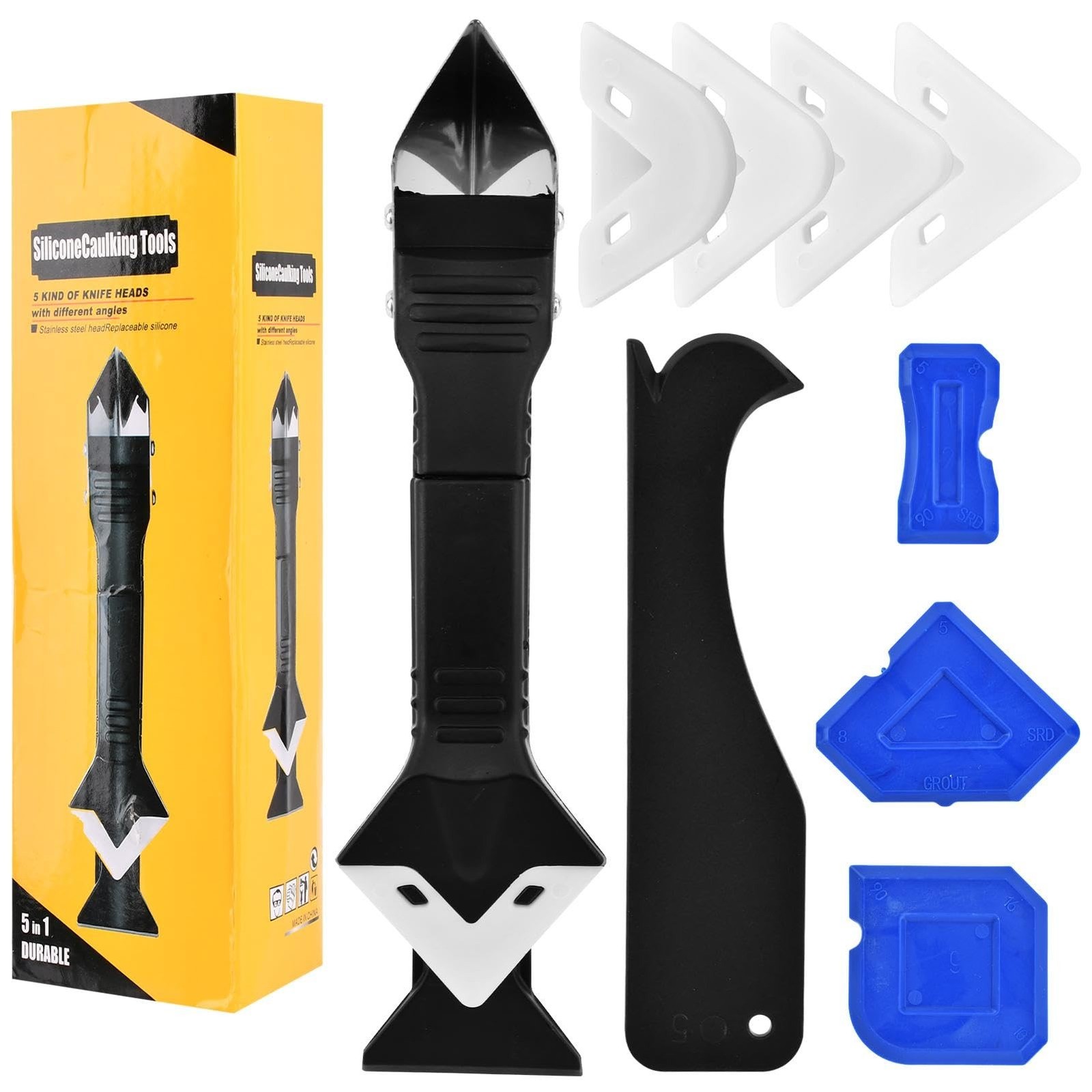 Silicone Caulking Tool, 3 in 1 Caulking Remover Glazing Compound Finishing To…