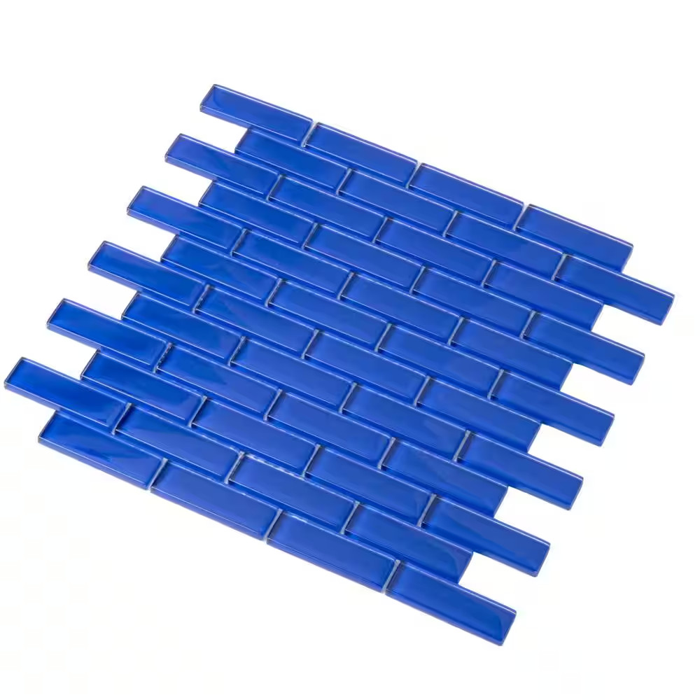 Cobalt Blue 11.9 In. X 11.9 In. Polished Glass Mosaic Tile (4.92 Sq. Ft./Case)