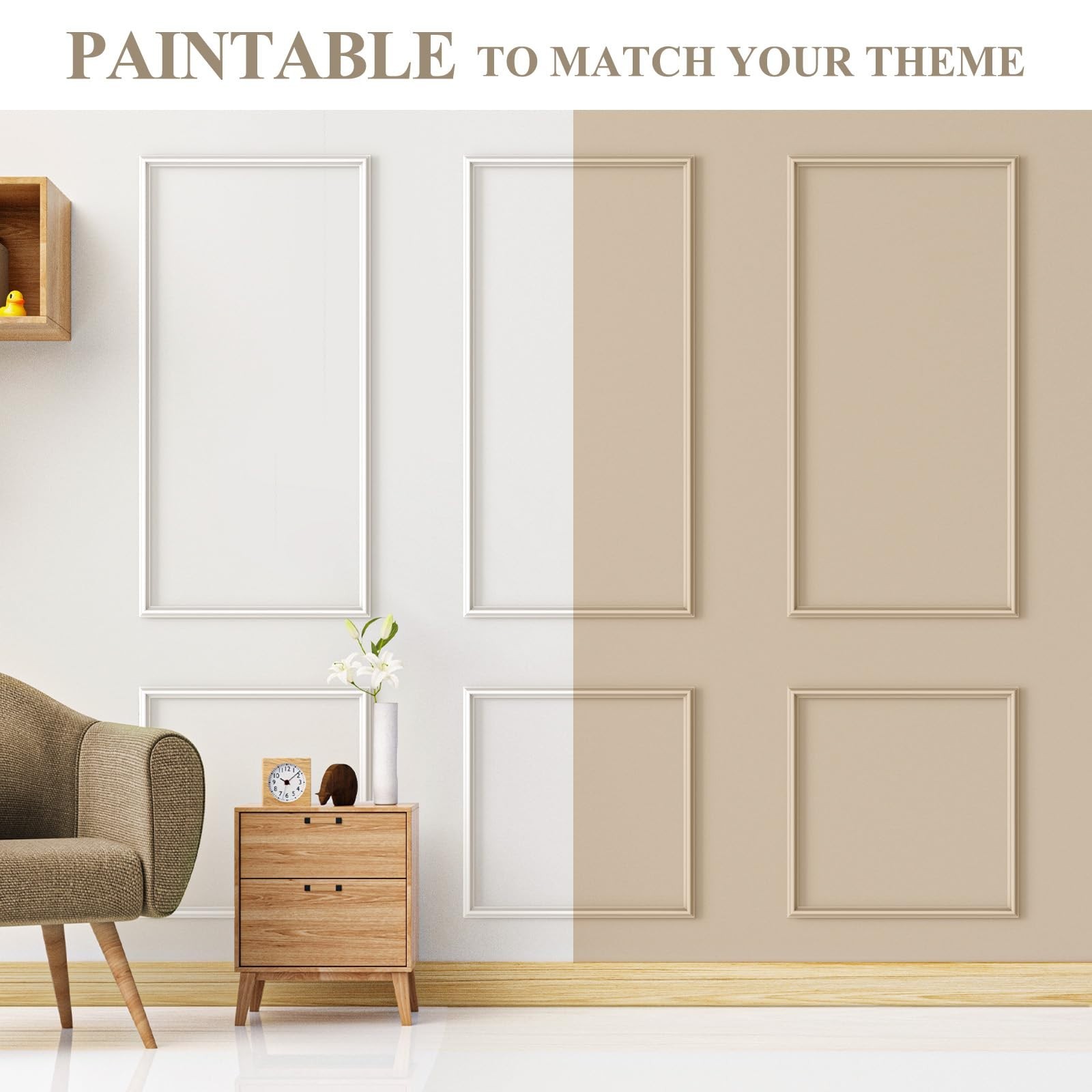 Peel and Stick Wall Molding Kit – 3 Sets Wainscoting Panels for Interior Decor