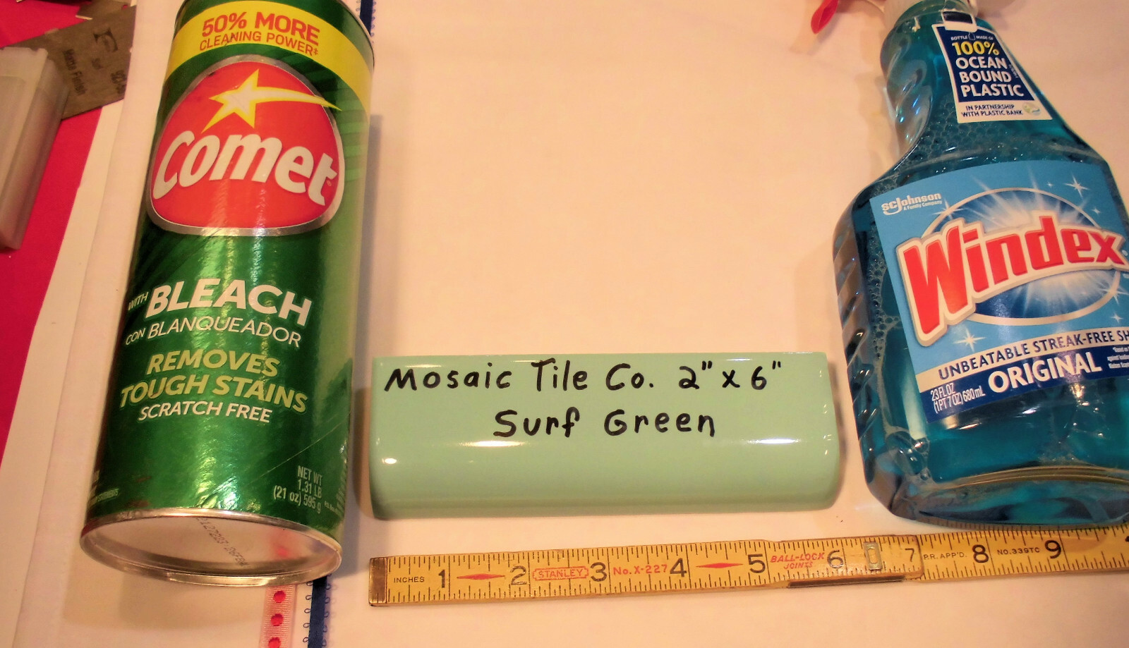 1 pc. Green – Blue 2″ X 6″ Glossy Ceramic Bullnose Radius Tile by Mosaic Co.