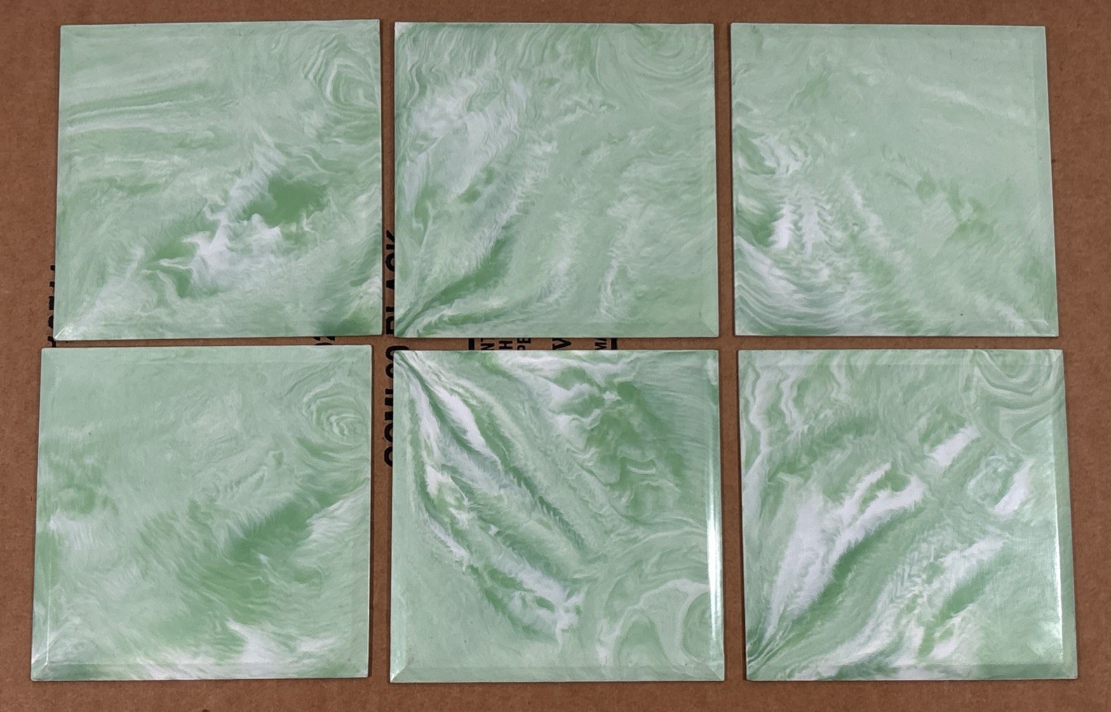 5 Vintage Mint Green Marble Plastic Polystyrene Wall Tiles 4.25×4.25 Beveled #C